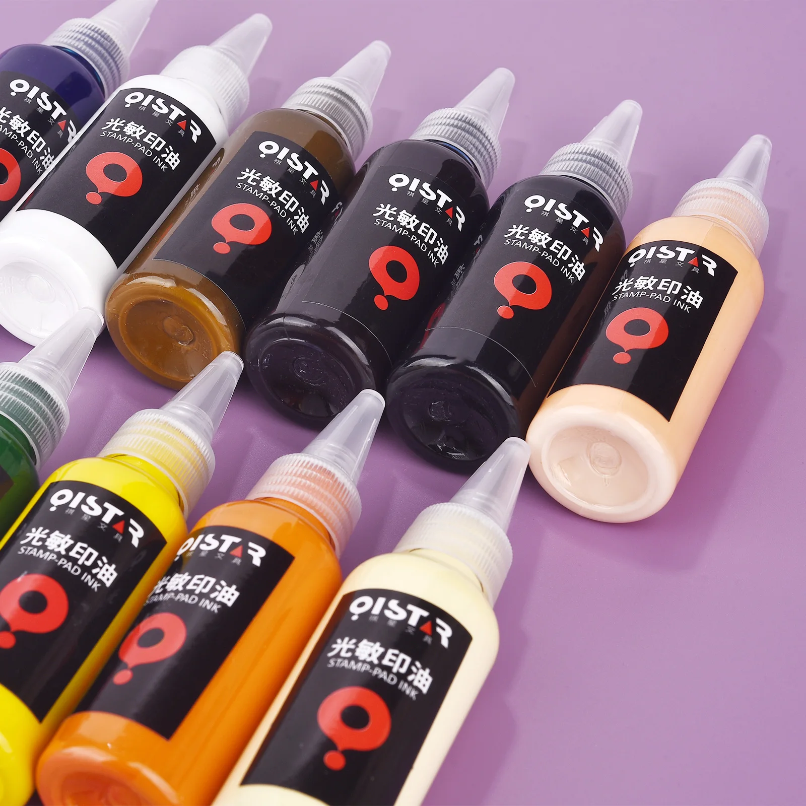 12 Colors 50ml Photosensitive Printing Oil Ink Official Seal Financial Stamp Clearer Stamp Ink Printing Oil Office Supplies