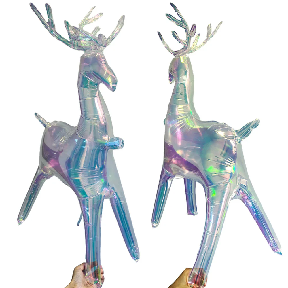 Christmas Colorful Transparent Deer Balloon Elk Inflatable  Standing Walking Reindeer Foil Balloons Xmas New Year Party Decorati