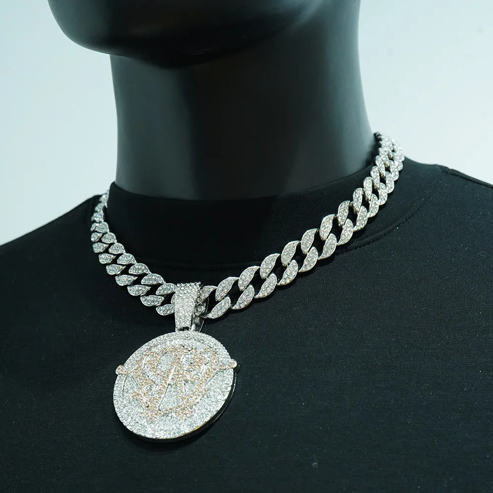 

Аксессуары для самостоятельного изготовления украшений: европейские и американские украшения в стиле хип-хоп, круглый кулон с узором, экстравагантный мужской кулон, полностью инкрустированный бриллиантами, большой размер.