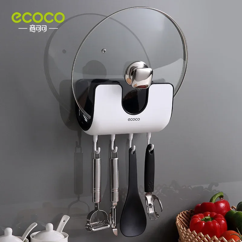 

1pcs PP Pot Lid Holder Wall-Mounted Hanging Holder For Pan Pot Cover Rack Plastic Kitchen Storage Rack Kitchen Organizer