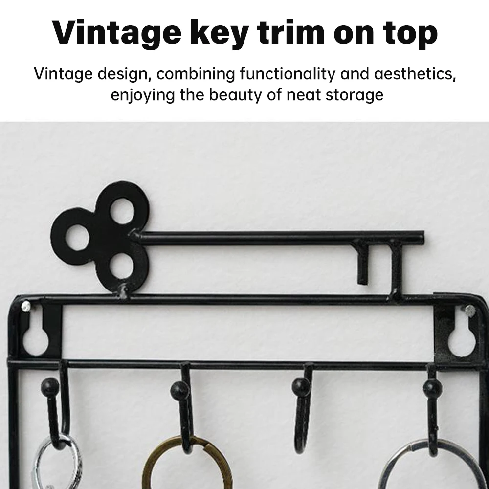 1pc Iron Wall-mounted Key Holder Storage Rack Organizer w/11 Hanger Hook Modern Coat Hat Rack Holder Doorway Cloth/Keys Hook