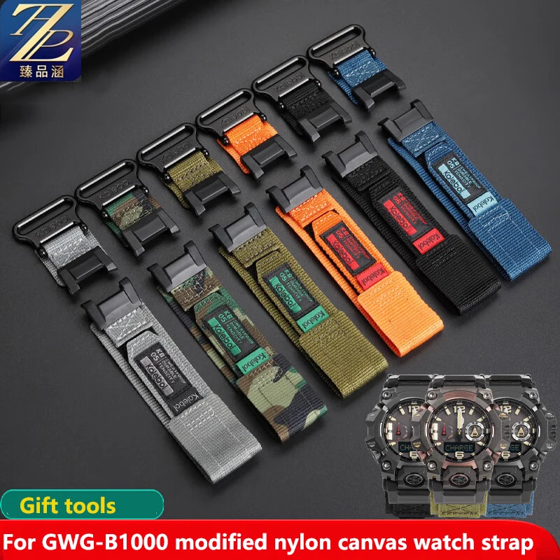 

Nylon canvas wristband men‘s bracelet for Casio third-generation Big Mud King GWG-B1000 easy to stick Canvas breathable strap