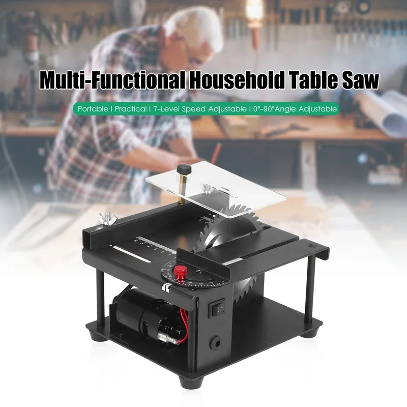 35MM Cutting Depth Table Saw Mini Desktop Saw Cutter Electric Cutting Machine with Saw Blade Grinding Wheel Adjustable-Speed