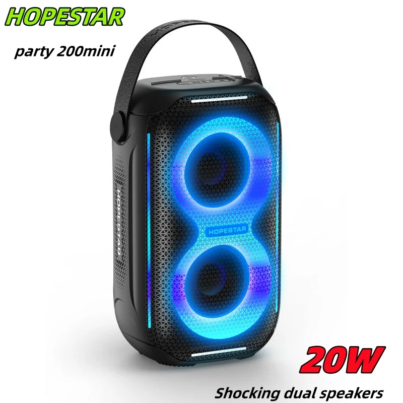 

HOPESTAR Party 200 Mini Outdoor Portable Waterproof Column Wireless Subwoofer Bluetooth Speaker LED Light TWS Deep Bass Boom box