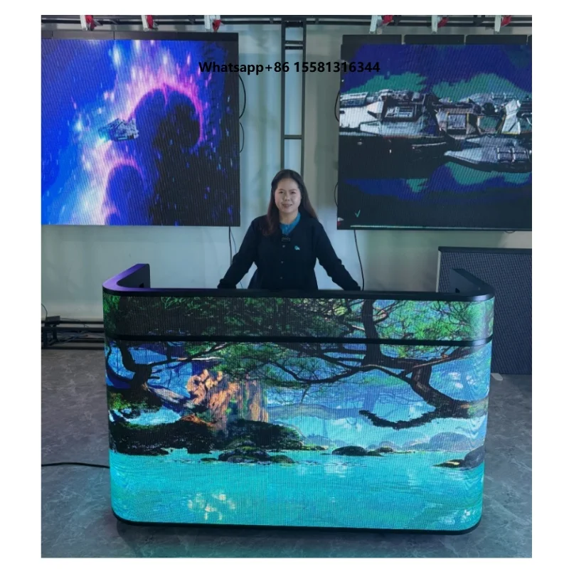 2026 New Design Indoor Advertisement P1.86mm DJ Booth  Table Front Desk  Display Reception Desk  Display