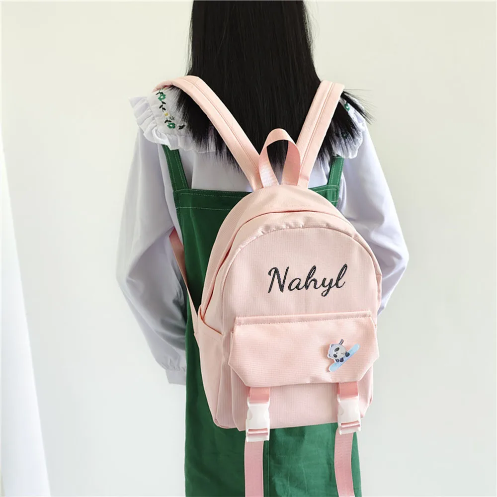 2024 New Embroidered Mini Sweet Soft Cute Small School Bag Personalized Customization Simple Solid Color Travel Backpack