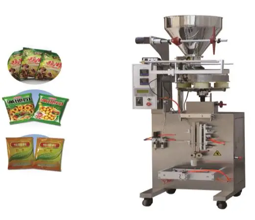 Industrial Pouch Film Packaging Machine for Biscuits Vending Foil Bag Wrapping Gluing Labeling Food Coating Packing