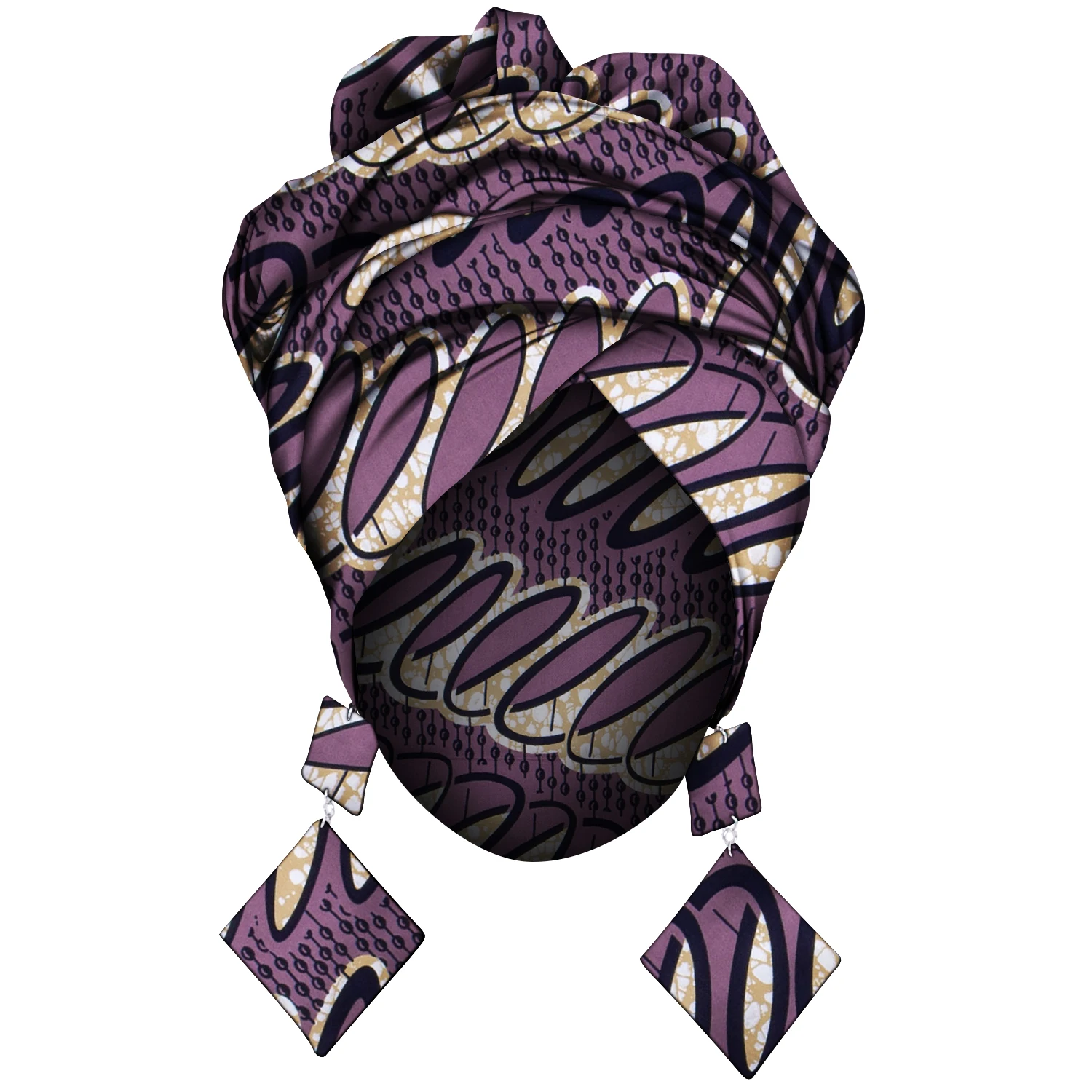 African Fashion Style Headscarf Earring for Women Handmade Ankara Print Women Ear Wear and Head Wrap 2 Pieces Wyb880 - view 4