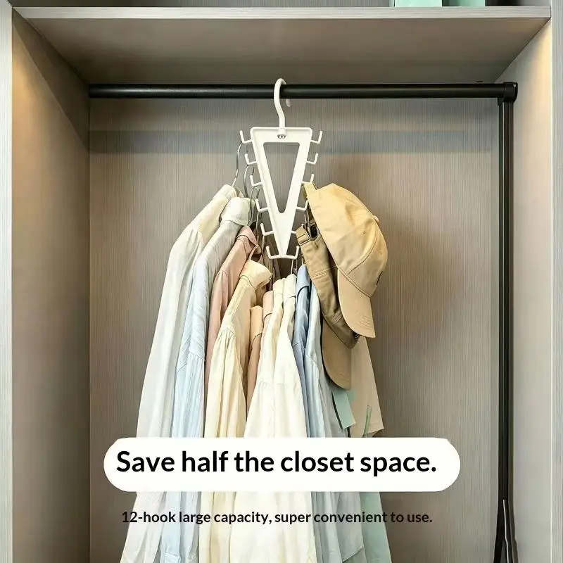 New 1/2 PCS White V Shaped Over Door Hanger With 12 Hooks 360 Degree Rotation For Storing Bags Hats Scarves Clothes In Entryway
