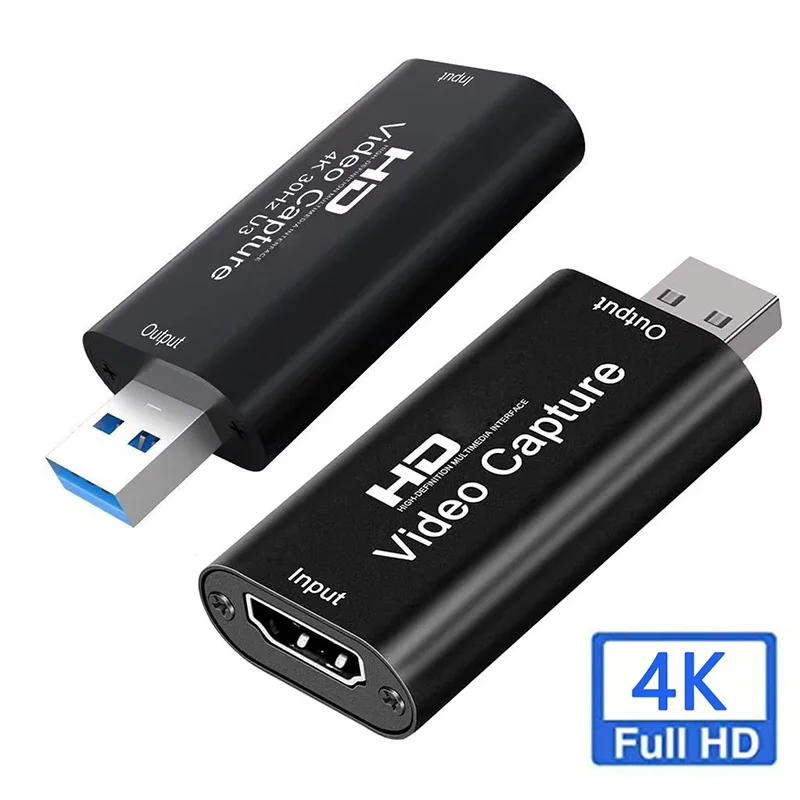 Video Capture Card Output 1080P Input 30Hz 30fps HDMI-Compatible Live Streaming Capturer USB 2.0 Grabber For Recorder Game Audio