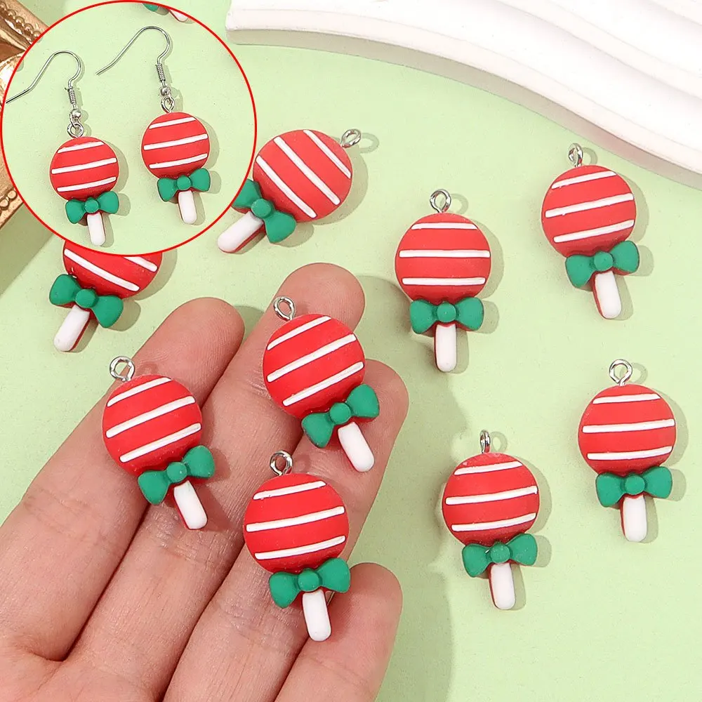 1/8/17pcs Red Resin Lollipop Shaped Bow Pendant, Used for DIY Bracelets, Necklaces, Earrings, Ankle Chain Decorative Accessories