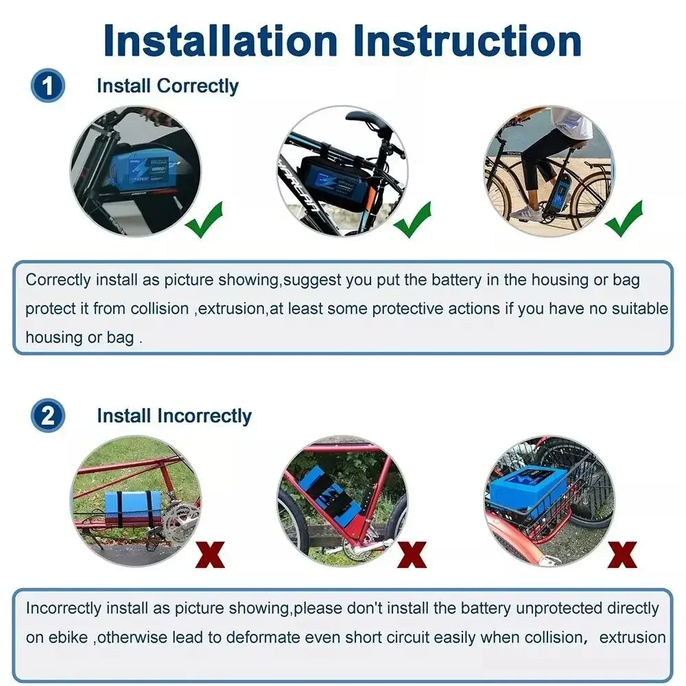 High-capacity 60V 30Ah Electric Bike Lithium Battery Pack built-in BMS for 100W-3000W Motor eBike Electric bicycle bike