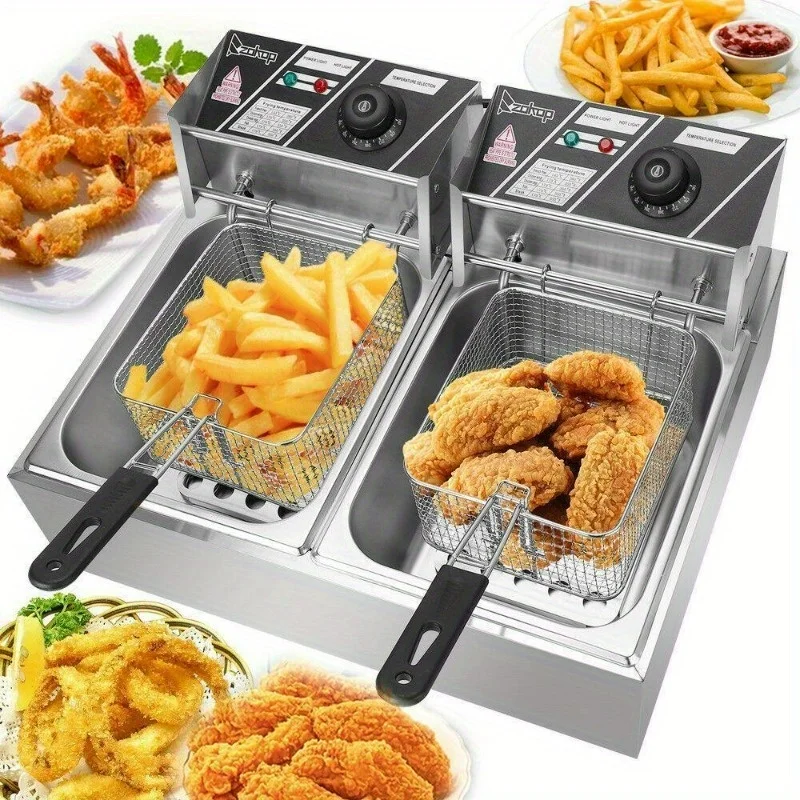 5000 watt 12 litre electric deep fryer Double pot Commercial Restaurant stainless steel United States