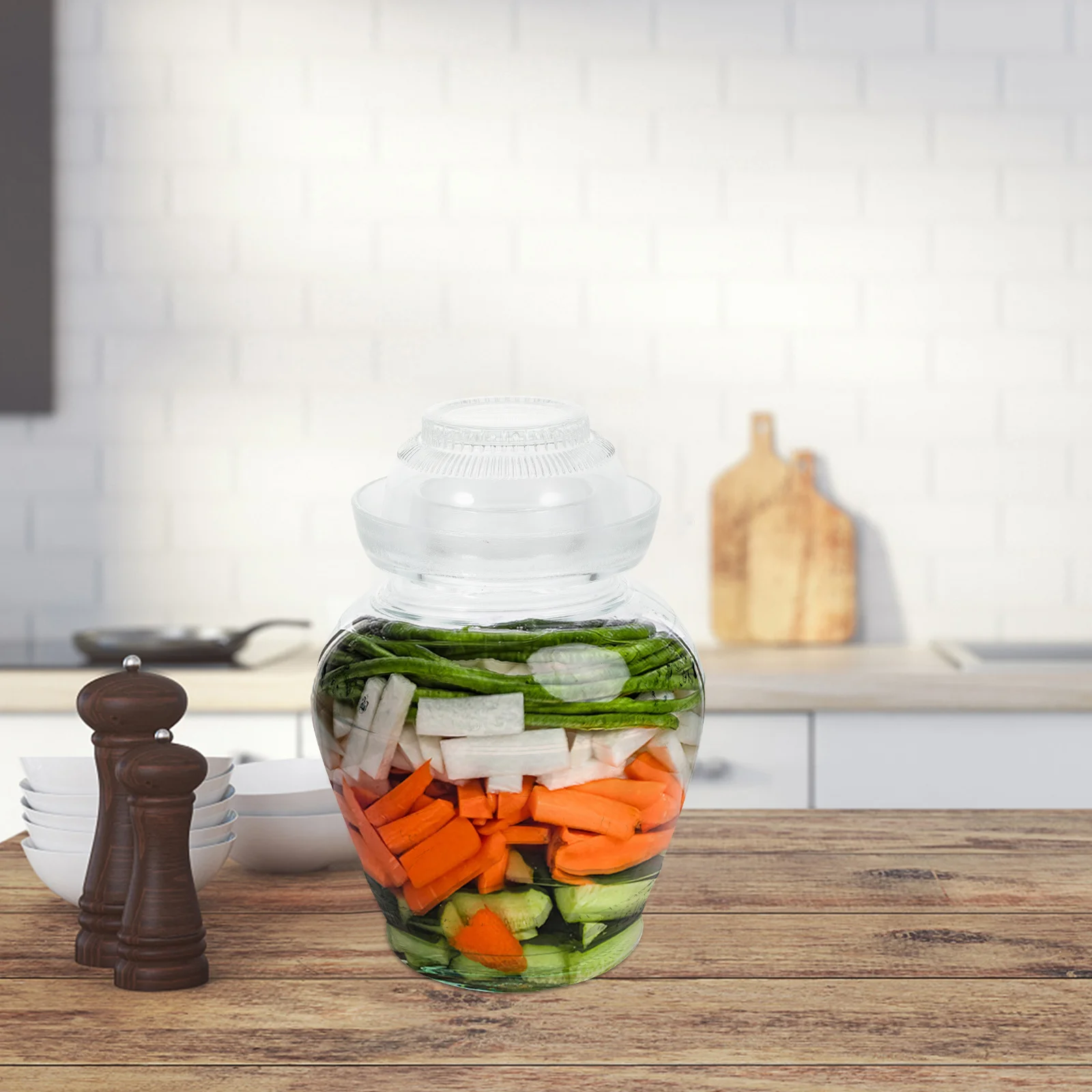

1Pcs Glass Kitchen Storage Jar Pickled Vegetable Jar Clear Sealed Container for Nuts Grains Dry Food Storage Glass Wine Canister