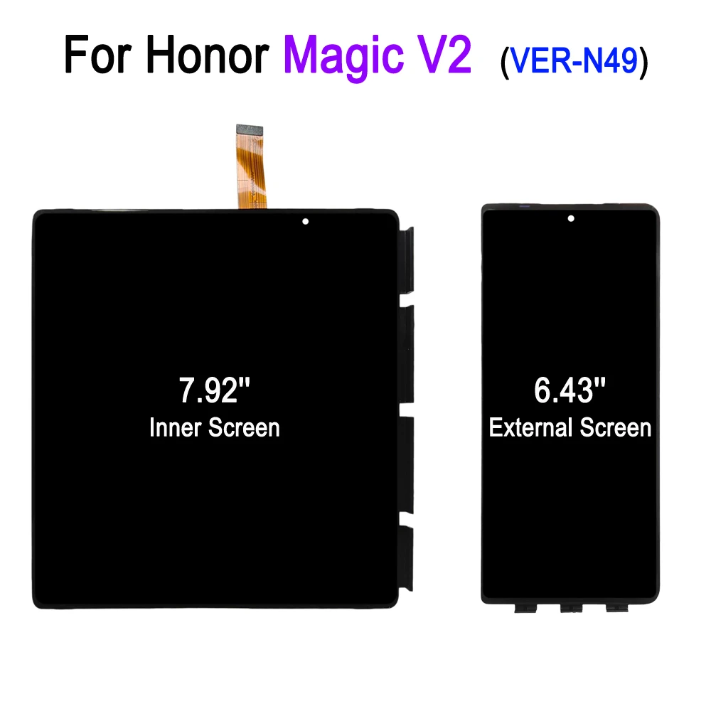 120Hz OLED LCD Screen For Honor Magic V2 VER-N49, 7.92'' Inner Screen / 6.43'' External Screen Repair Replacement Spare Part