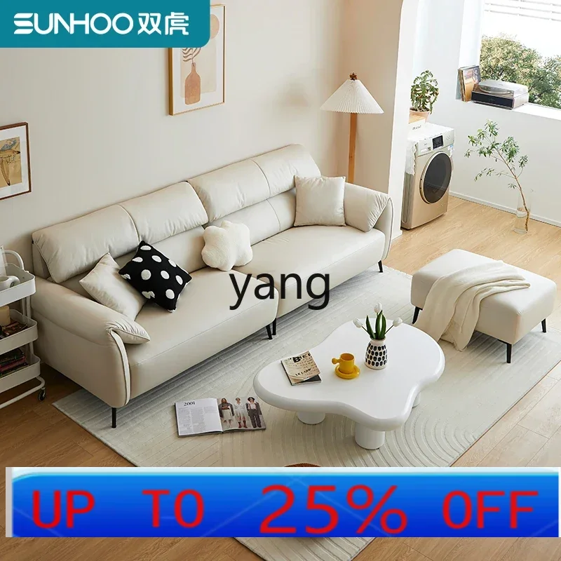 CX  cream wind cat scratching fabric sofa living room modern simple no-wash technology cloth straight row small apartment