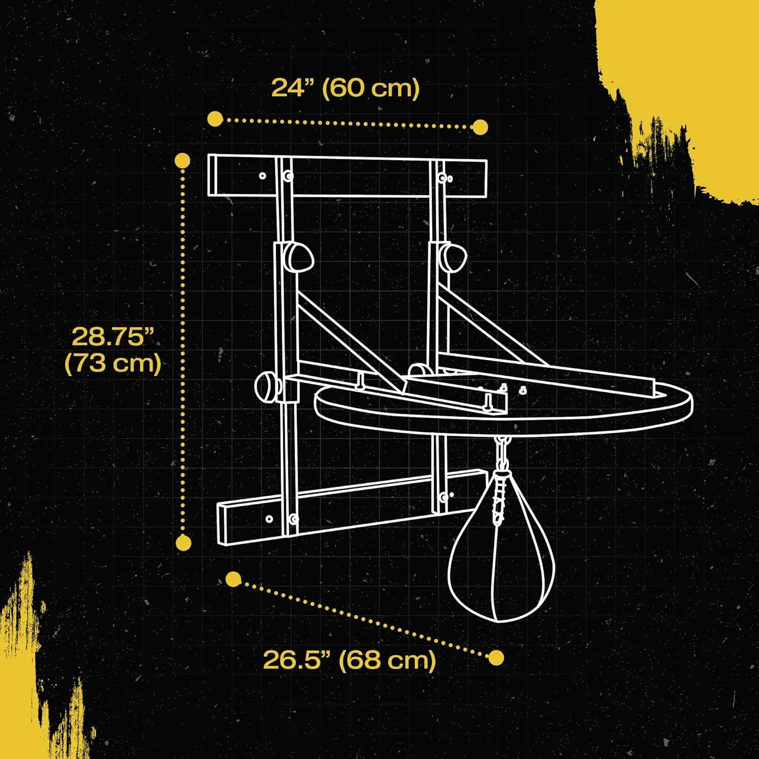 Speed Bag Platform Kit, Speed Bag Mount with Speed Punching Bag, Adjustable Height Wood Platform, Black Speedbag Ball, Swivel Sp