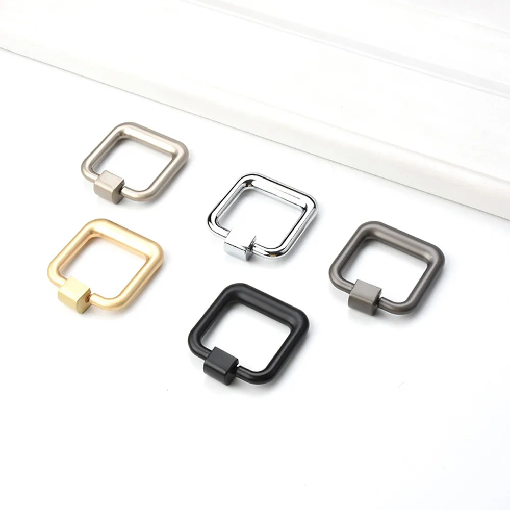 moden simple hidden buckle drop ring drawer cupboard dresser door knob pull silver black peal gold kitchen cabinet door handle