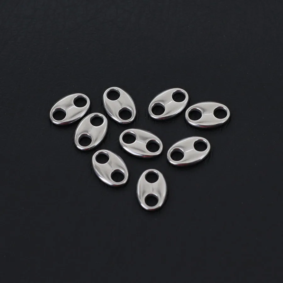 1.5cm Stainless Steel Double Hole Metal Connecting Buckle For Jewelry Making Gold Silver Color Pig Nose Button DIY Bracelet