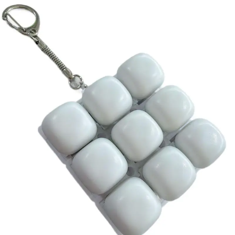 Fidget Keychain 1/2/3/4/9 Keys Button DIY Keyboard Clicker Toy Steamed Bread Relief Stress Pinch Adult Anxiety Gift