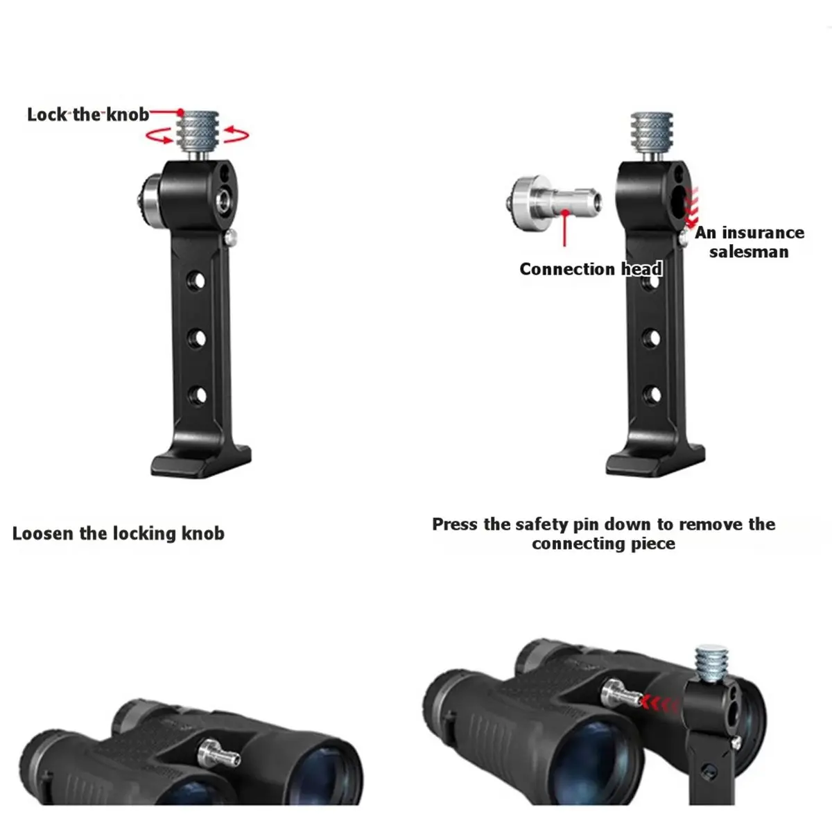A32I Binoculars Mount, Aluminum Alloy, 1/4 Inch, Suitable for Tripods, Monopods, and Arca-Type Gimbals.
