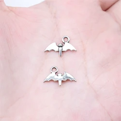 WYSIWYG 40pcs 9x14mm Antique Silver Color Cute Little Bat Charms For Jewelry Making