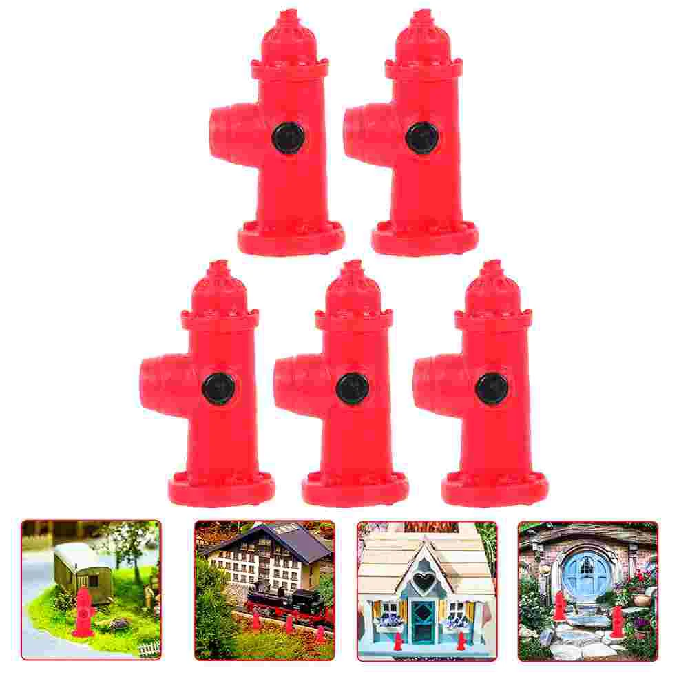 

5 Pcs Fire Hydrant DIY Landscape Model Resin Craft Small Signs Table Decors Kids Micro Landscaping Props Dining