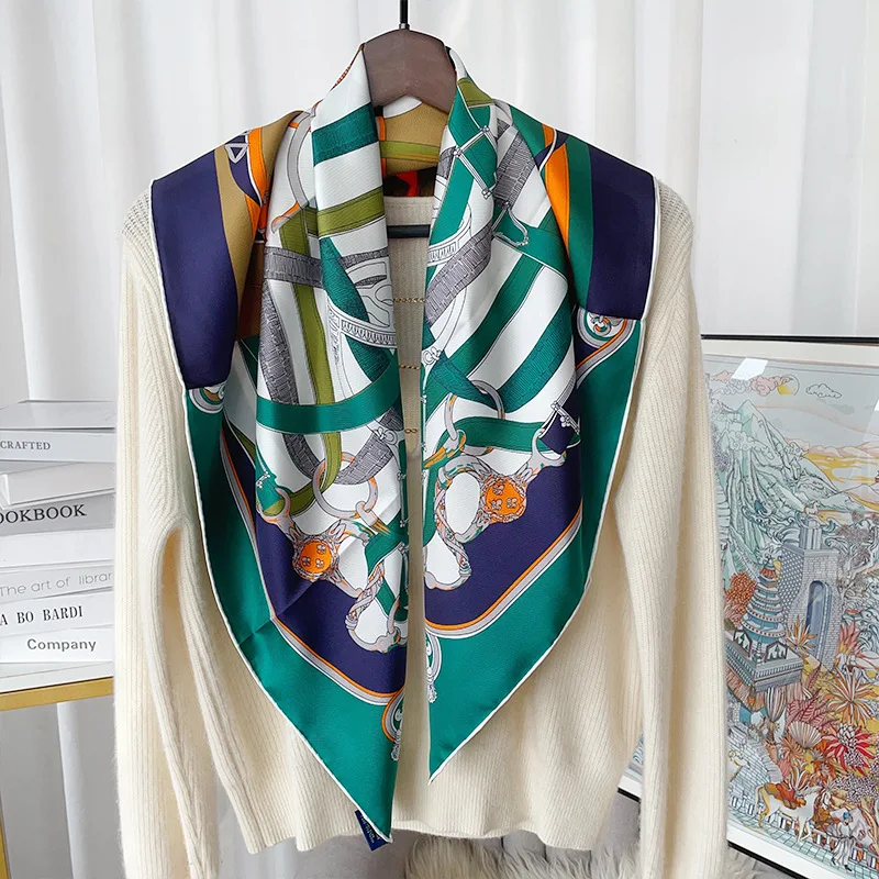 2025 Neue Mode Geometrisch Bemalter Bedruckter Seidenschal Twill-Taschendekoration Kopftuch Schal