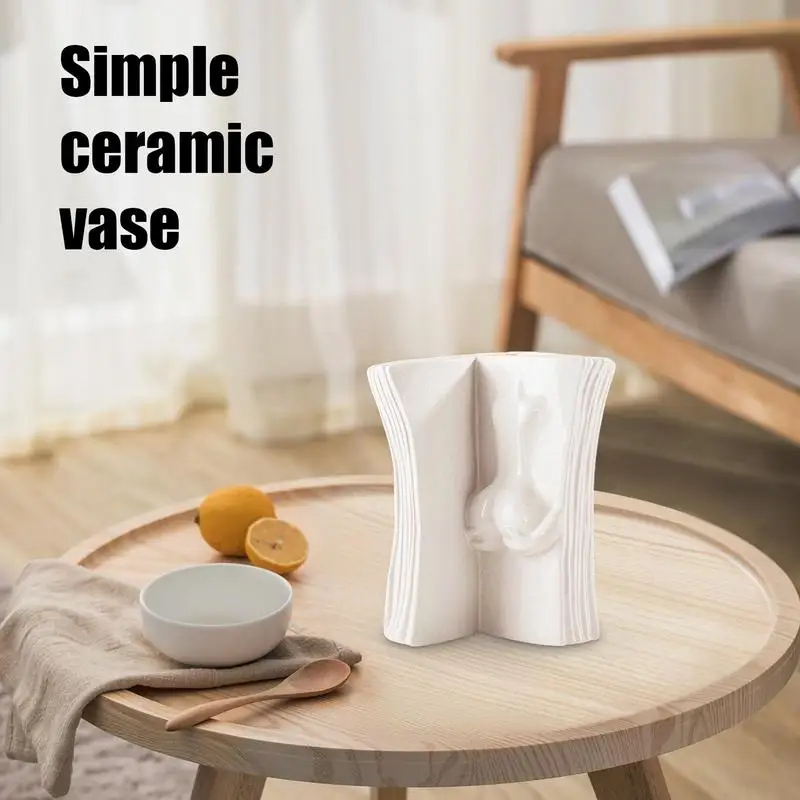 Ceramic Flower Vase Decorative Creamy White Female Body Flower Bottles Vases For Flower Arrangement Supplies Home Decor For