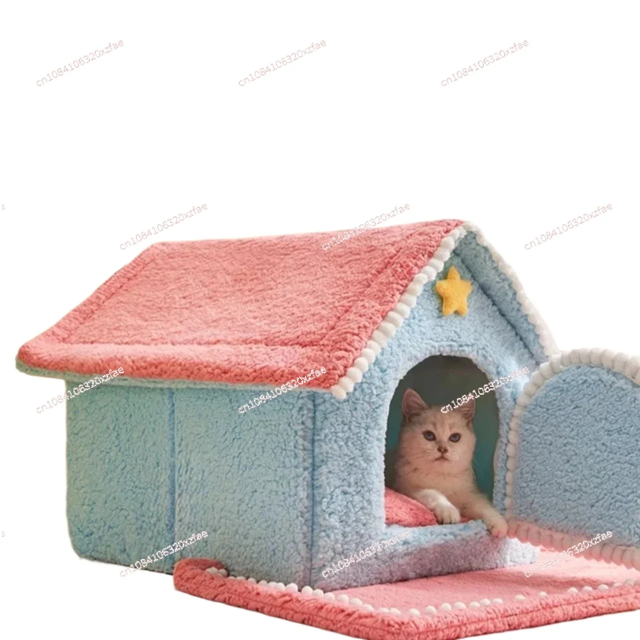 

Washable House Villa Cat Nest Winter Warm Autumn and Winter Closed Removable