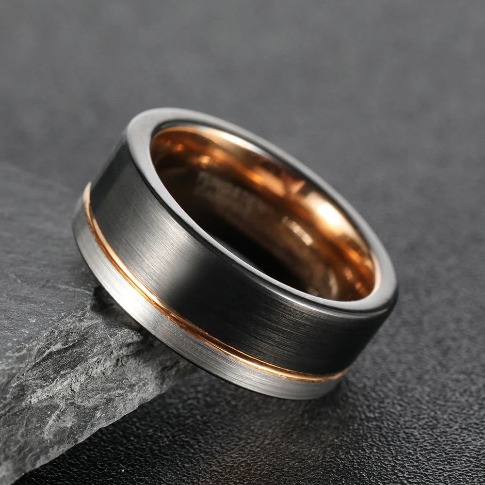 Mode 6/8mm Schwarz Tricolor Wolfram Stahl Ring für Männer Frauen Hartmetall Verlobungsringe Hochzeit Bands Schmuck Zubehör – Detail 3