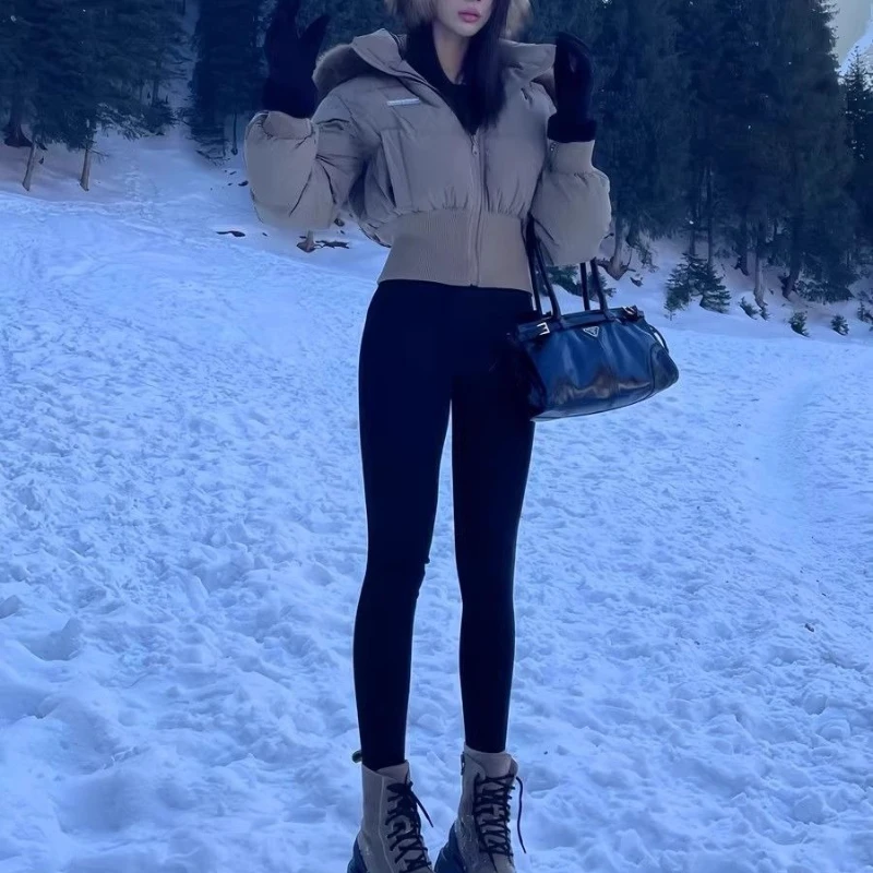 겨울 신상 퍼 칼라 후드 패딩 숏 다운 코튼 패딩 재킷 여성 코트