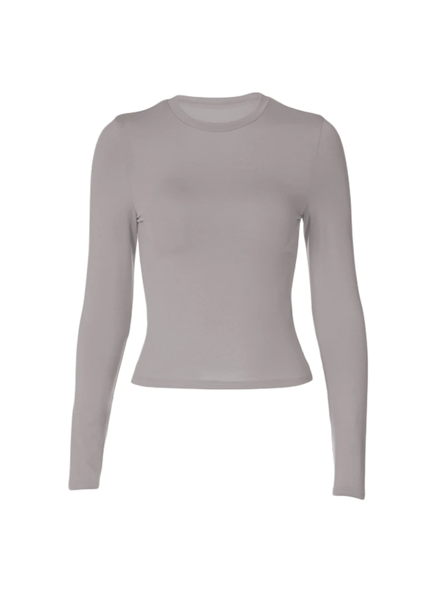 Women 2024 Autumn Long Sleeve T Shirt Solid Slim Fit Casual Shirts Female Pullovers Basic Tee Y2k Clothes Streetwear Crop Tops