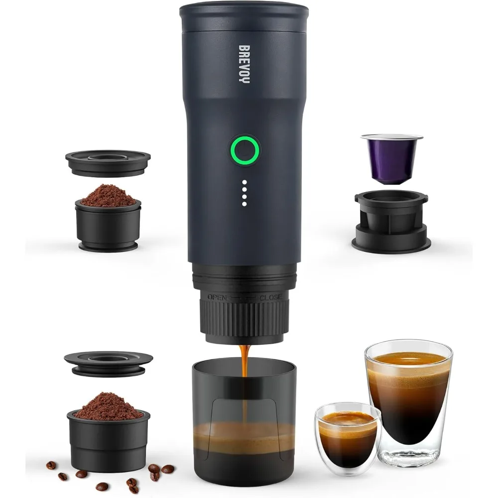 Portable Electric Espresso Machine, Ground Coffee & Capsule, Self-Heating, 20 Bar 12V Mini Car Travel