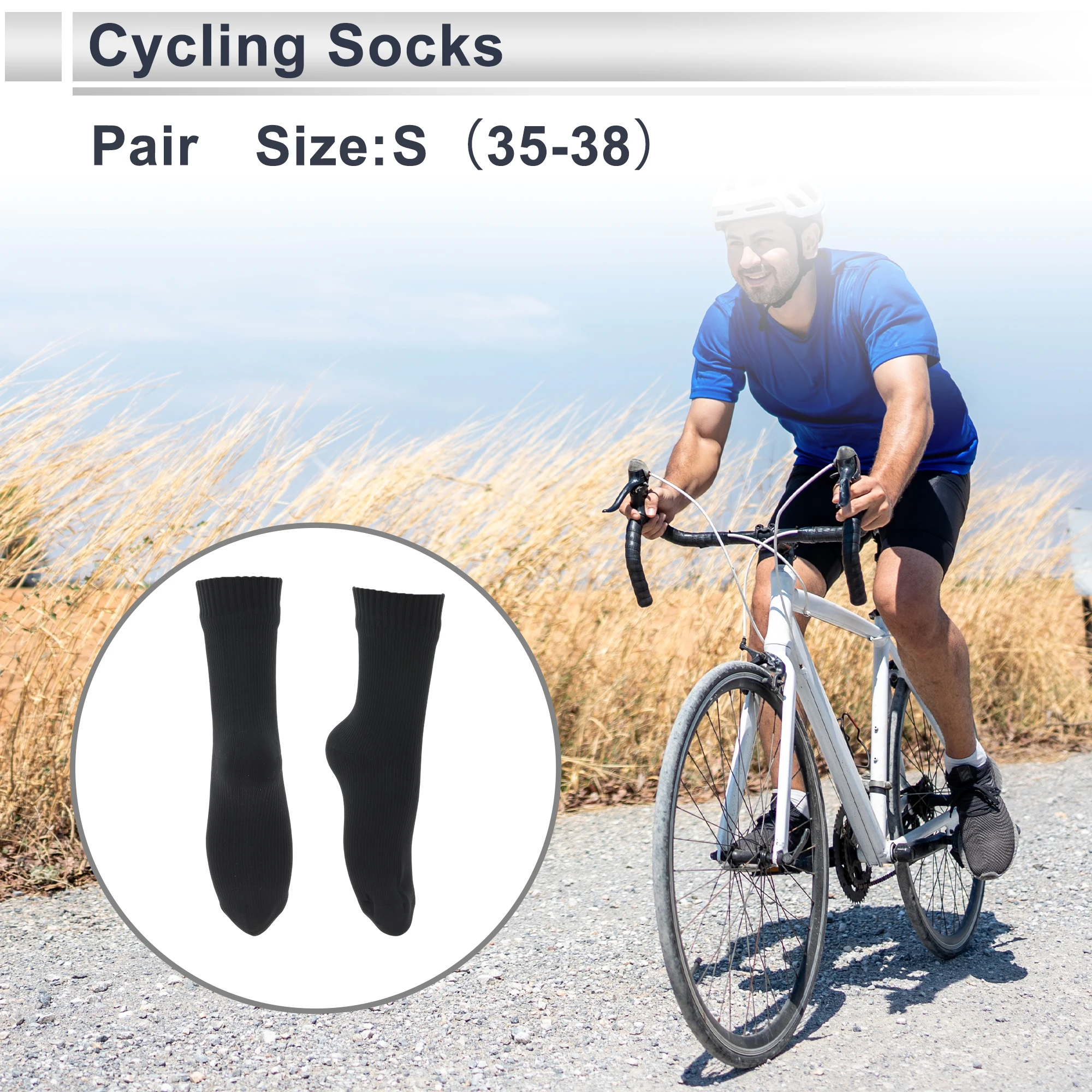 

X Autohaux Велосипедные носки Водонепроницаемые уличные велосипедные носки Черные Размер S (35-38) Нейтральные и универсальные 1 пара однотонных носков