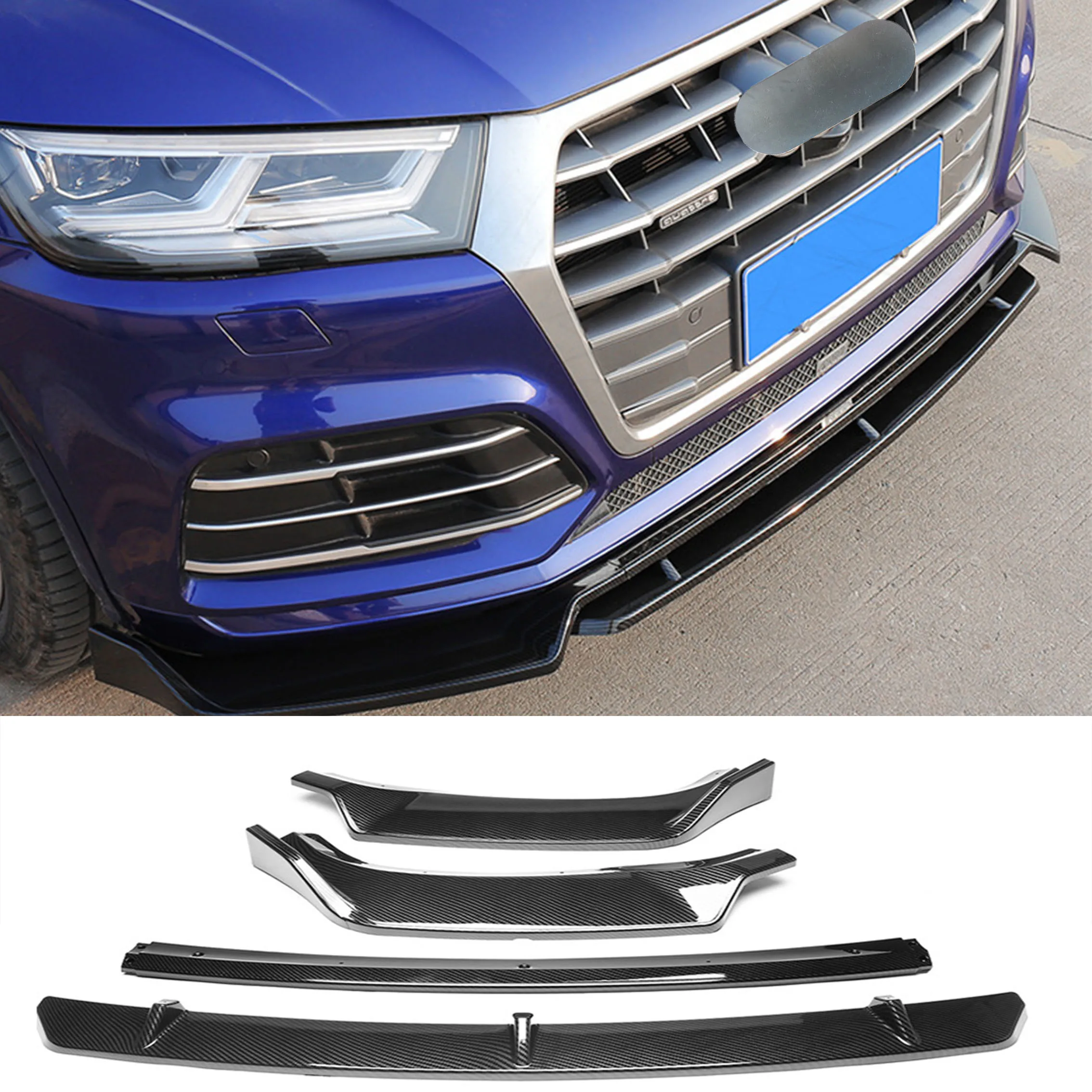 4 sztuk/zestaw dla Audi Q5 SQ5 sportowy zderzak Splitter dokładka przedniego zderzaka ABS Body Kit 2018-2020 akcesoria samochodowe części do zewnątrz