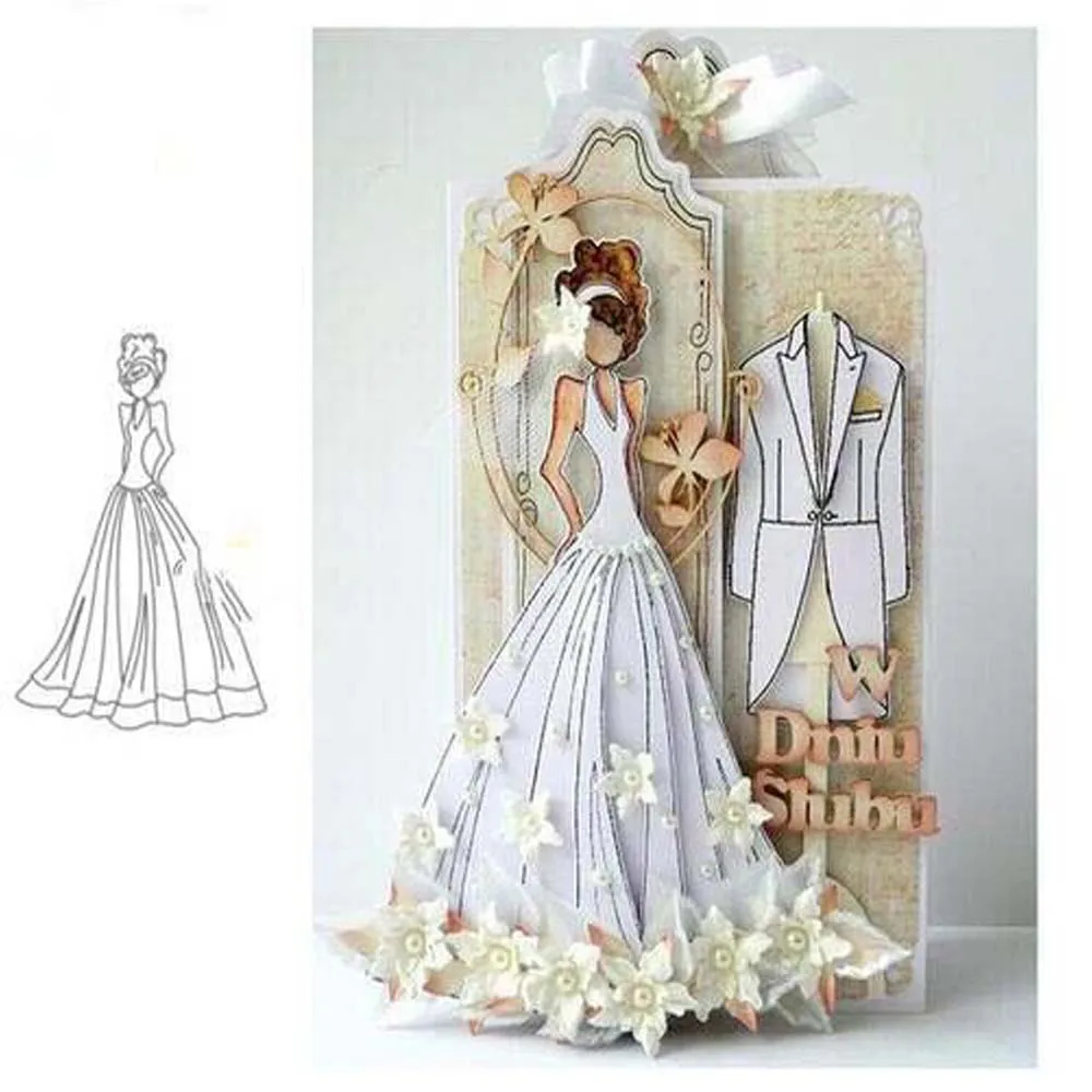 Metalls ch neiden stirbt Scrap booking Schablonen langen Rock Mädchen Frau Papier Handwerk Messer Form Handwerk Prägung