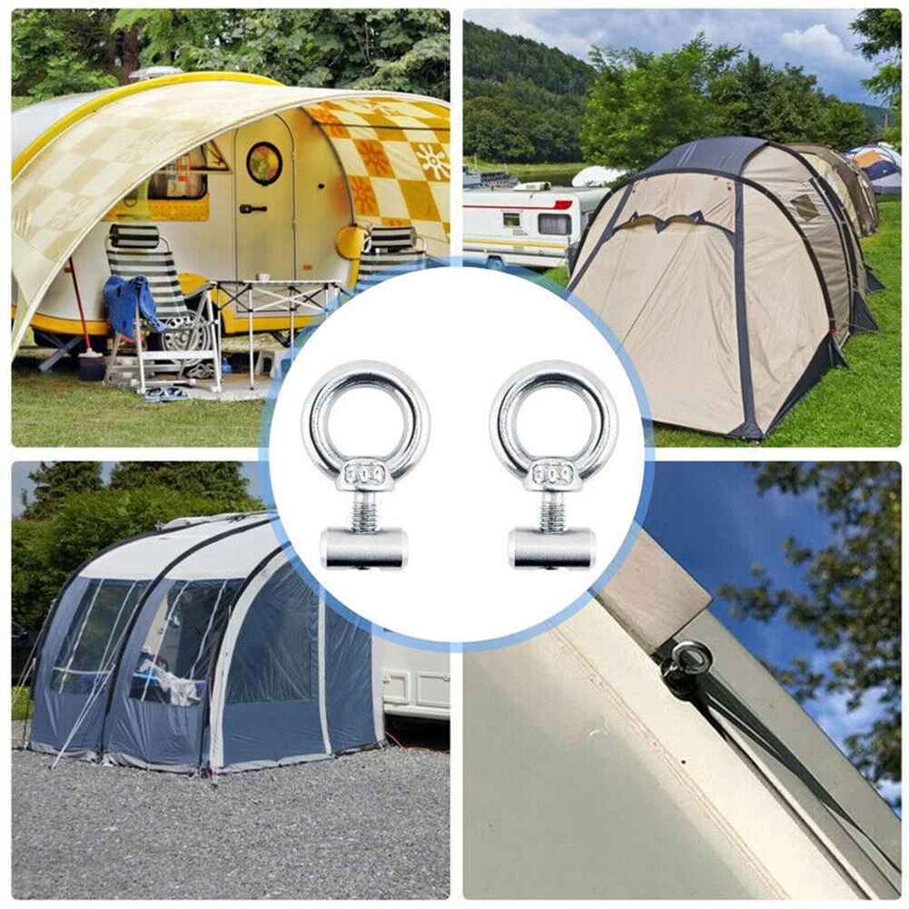 Aço inoxidável exterior Toldo Rail Rolhas, Slide Rail Track, Slinger cabo, Slide Anel parafuso, Tenda RV, Camping Sombra, 2-8Pcs