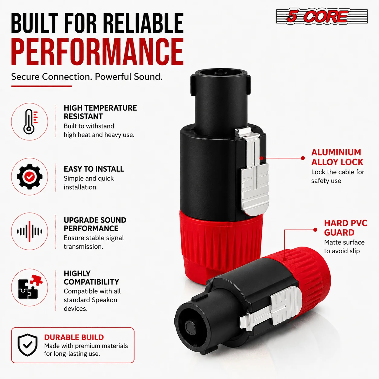 Speakon Adapter High Quality Audio Jack Male Audio Pin Speaker Adapter Connector