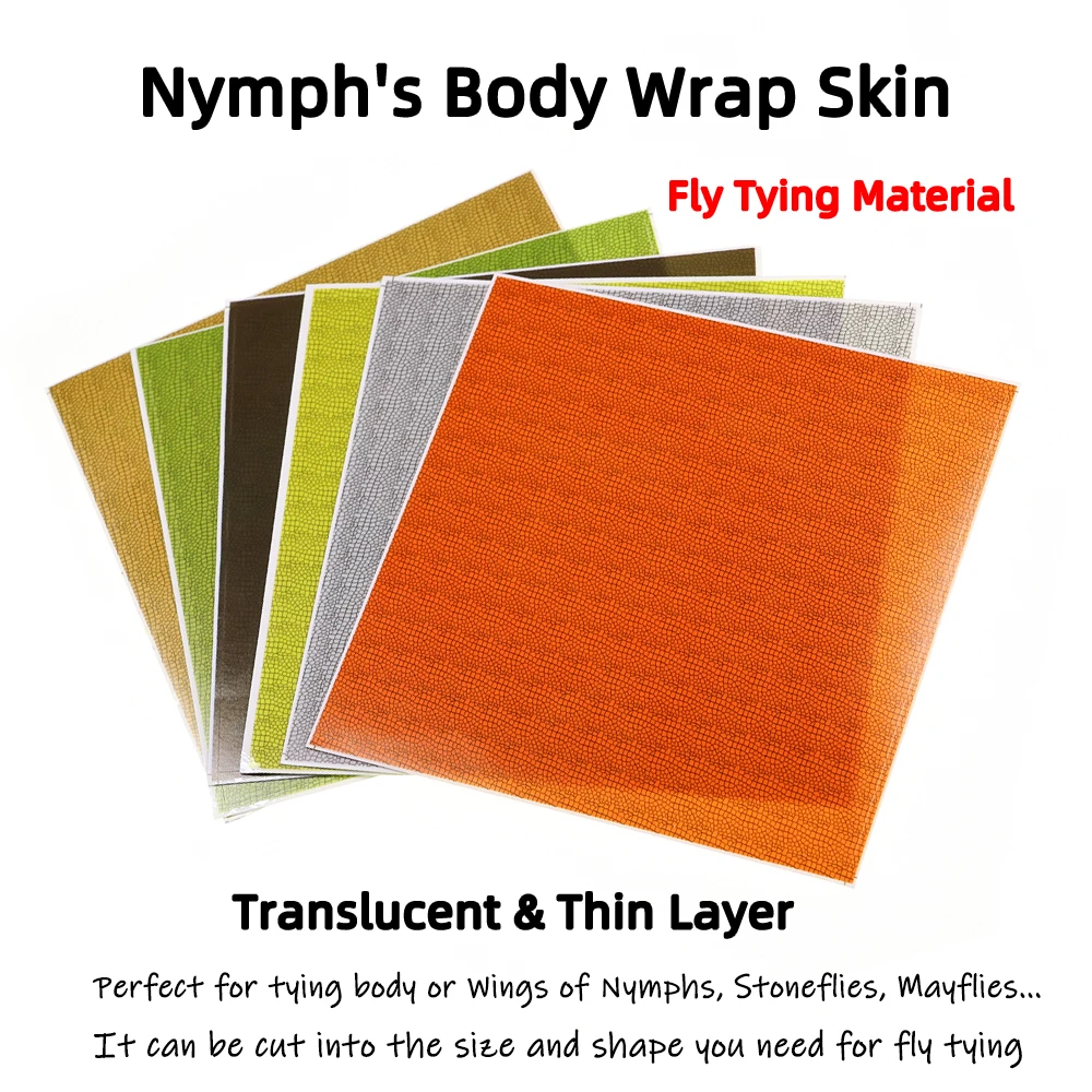 2/6 Sheets Fly Tying Synthetic Material Translucent & Thin Layer Nymph's Body Wrap Skin Realistic Mayfly Stonefly Wing