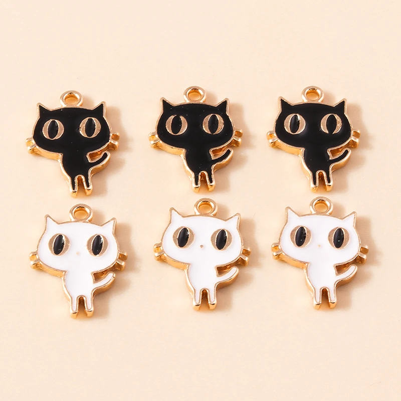 Duarte 10 Stück/Set Cartoon-Tier-Anhänger, Emaille-Hunde- und Katzen-Charms für Schmuckherstellung, Halsketten, Ohrringe, DIY-Bastelbedarf – Detail 6