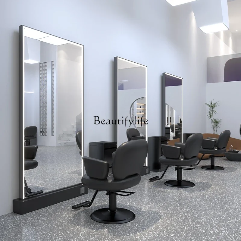 

New Barber Shop with Floor Mirror Hair Salon Single-Sided Mirror for Hair Salon