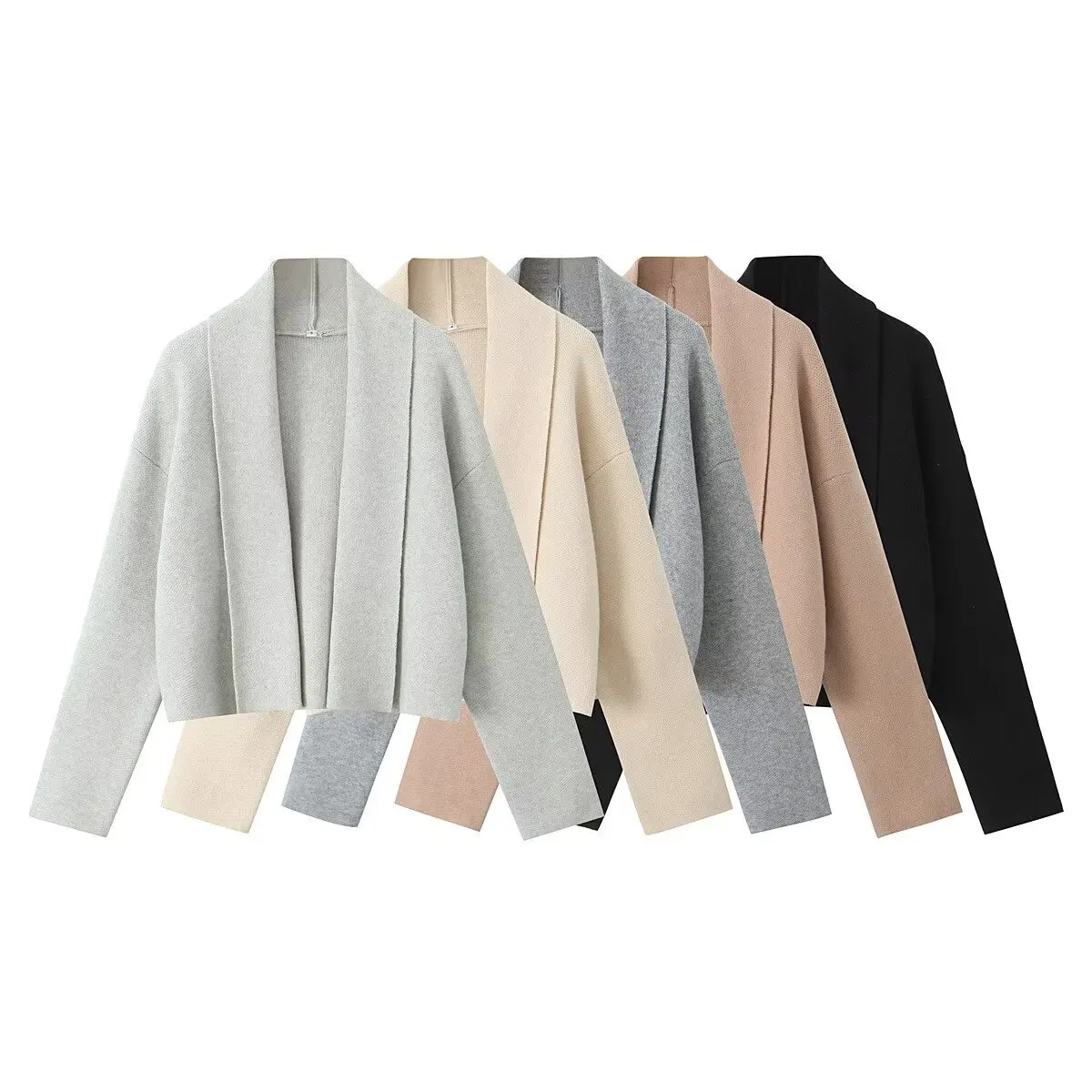 

Turn-Down Collar Open Front Wool Sweater Long Sleeve Thick Knit Cardigan Women's Fashion 2025 Autumn Winter New Style