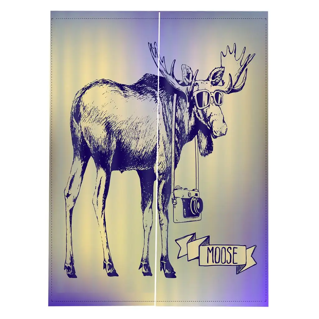 Blackout Curtains Cartoon Moose Light Blocking Window Curtain for Kids Room Bedroom Living Room Home Decor