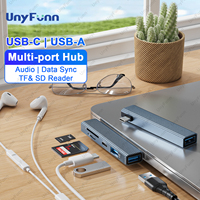 5in1 USB HUB3.0 with TF SD Card Reader TYPE-C Data Sync Audio Port for Macbook Laptop USB C Memory Card OTG Adapter for iPad &PC