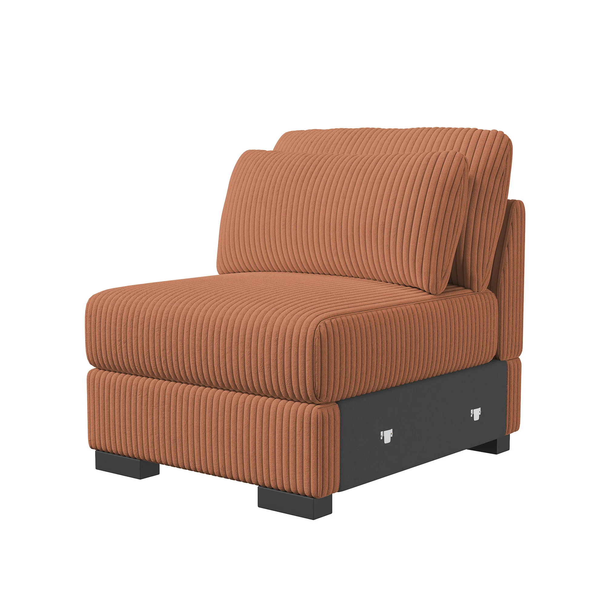 Nowoczesne krzesło bez podłokietników z poduszką, jednoosobowa sofa z sztruksu, modułowa sofa segmentowa środkowe siedzisko, tapicerowane krzesło do salonu