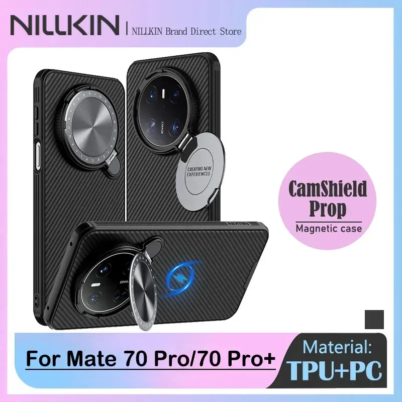 

Nillkin-magnetic case for Huawei Mate 70 Pro, mate 70 Pro Plus, anti-slip strips, flip lens cover, MagSafe, skin-friendly finish
