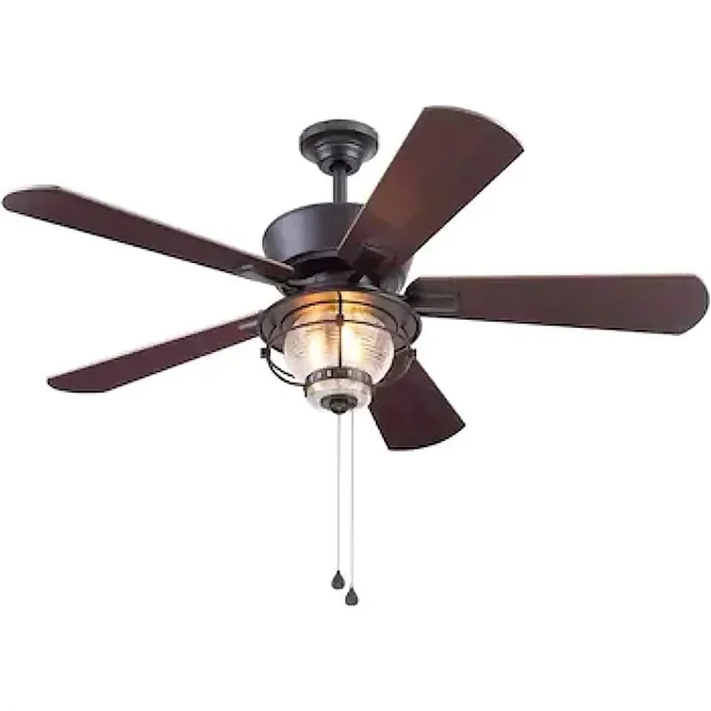 Ventilador de teto LED com Kit Luz, Harbor Breeze Merrimack II, Bronze Fosco, Interior e Exterior, 5 Lâmina, 52 em