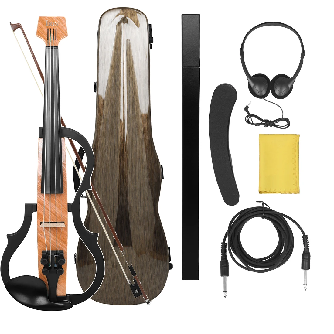 

Electric Violin 4/4 Professional Headless Carbon Fiddle Violin with Bow Headphone Cable Shoulder Rest Carry Case Accessories