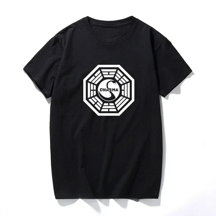 Tops Tees  Masculinas American TV Play Series LOST Dharma Initiative T-Shirt DY Summer Funny Fitness Short Sleeve Fans T Shirts